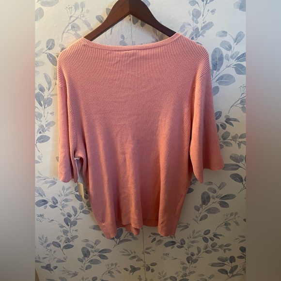Worthington Women’s V Neck Knit Sweater Blouse Pink 3X. New w tag - Picture 2 of 9